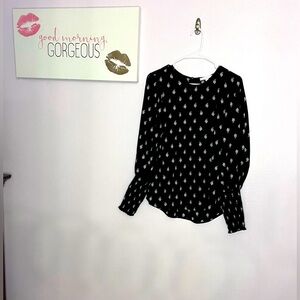 Ces Femme Boho Black Long Sleeve Blouse